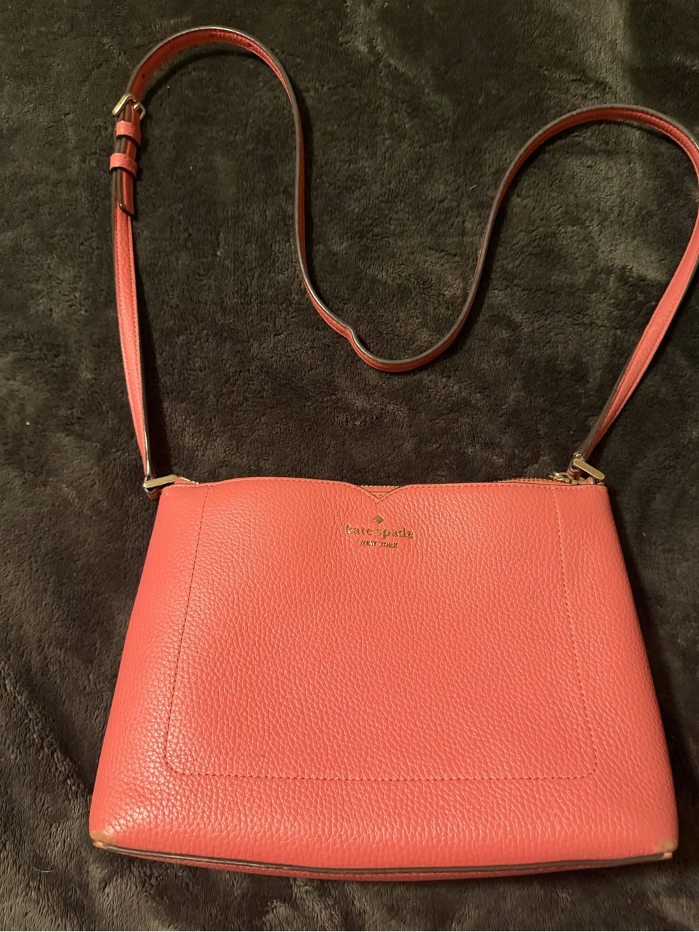 kate spade Coral Pebbled Leather Crossbody with Gold Hardware